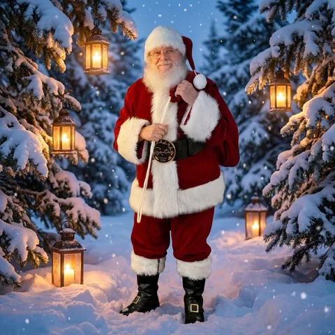 Santa in the first snow of the season.